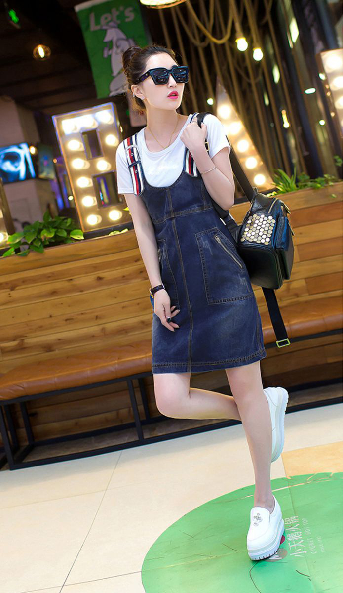 ĐẦM YẾM JEAN FORM SUÔNG PHỐI DÂY SỌC MÀU
